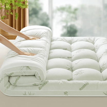 2-Inch Breathable Bamboo Mattress Pad Overlay for Cooling Comfort | Hypoallergenic Bed Cover for Hot Sleepers | Twin Full Queen King