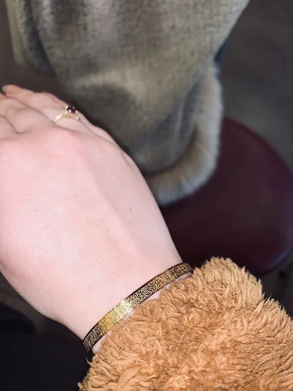 Adjustable Cuff Bracelet with Engraved Islamic Verse | Stainless Steel | Gold Silver Rose Gold Black Finish | Hypoallergenic Jewelry for