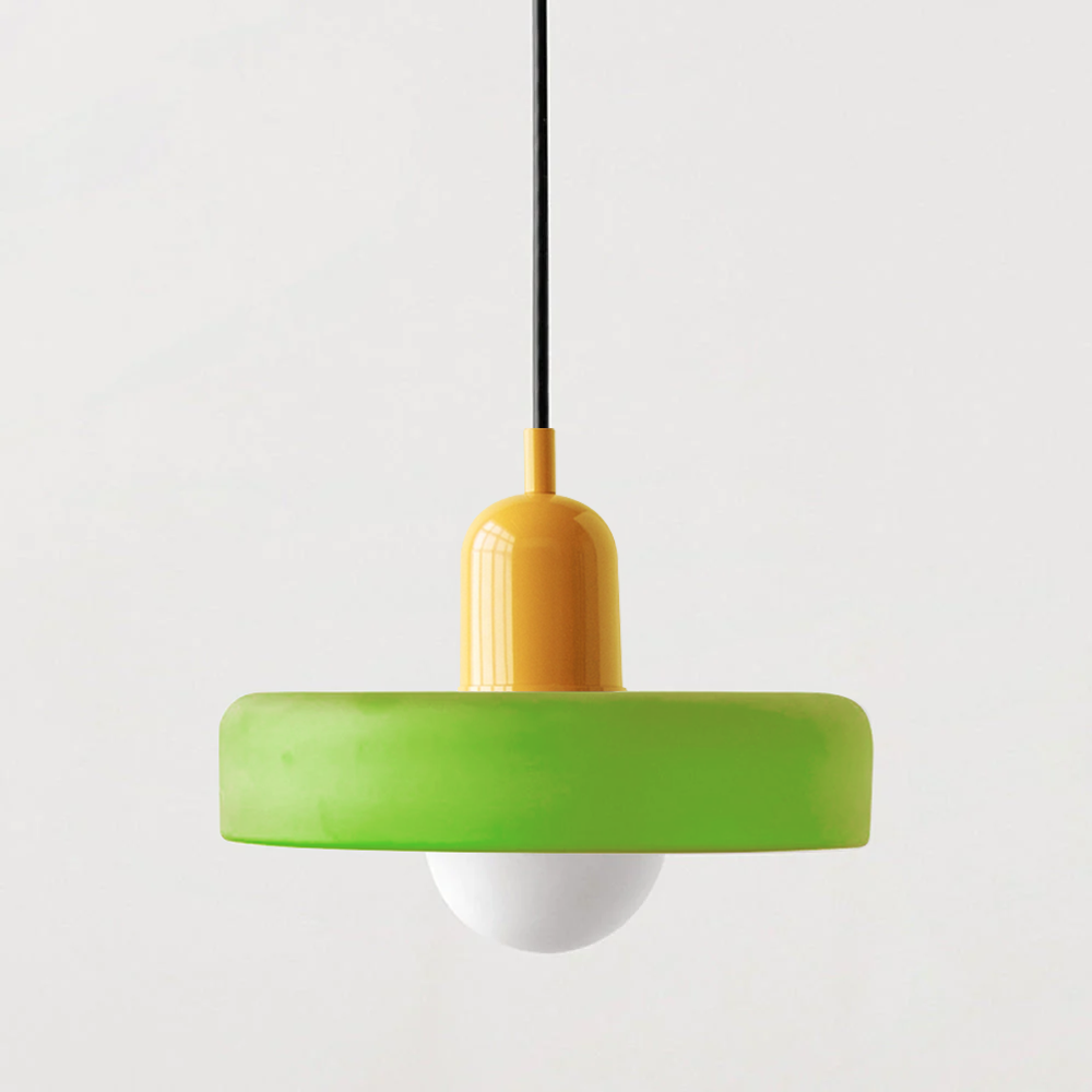 Jewel-Toned Glass Pendant Light with Adjustable Cord – Mid-Century Modern Hanging Fixture for Kitchen Island, Dining Table & Reading Nook