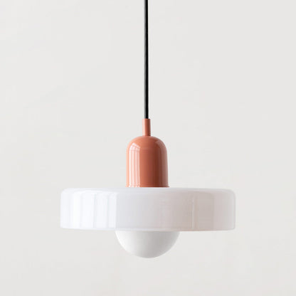 Jewel-Toned Glass Pendant Light with Adjustable Cord – Mid-Century Modern Hanging Fixture for Kitchen Island, Dining Table & Reading Nook