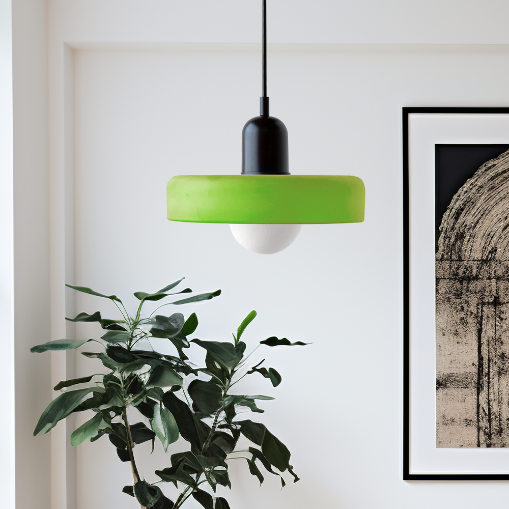 Jewel-Toned Glass Pendant Light with Adjustable Cord – Mid-Century Modern Hanging Fixture for Kitchen Island, Dining Table & Reading Nook