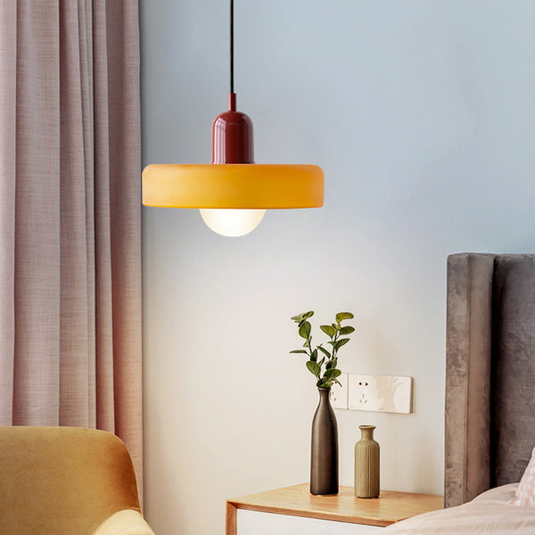 Jewel-Toned Glass Pendant Light with Adjustable Cord – Mid-Century Modern Hanging Fixture for Kitchen Island, Dining Table & Reading Nook