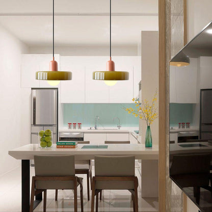Jewel-Toned Glass Pendant Light with Adjustable Cord – Mid-Century Modern Hanging Fixture for Kitchen Island, Dining Table & Reading Nook