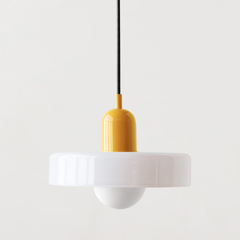 Jewel-Toned Glass Pendant Light with Adjustable Cord – Mid-Century Modern Hanging Fixture for Kitchen Island, Dining Table & Reading Nook