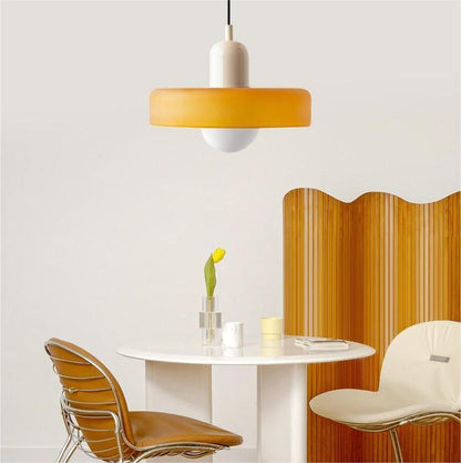 Jewel-Toned Glass Pendant Light with Adjustable Cord – Mid-Century Modern Hanging Fixture for Kitchen Island, Dining Table & Reading Nook