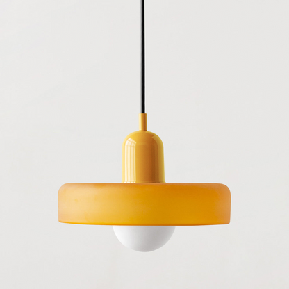 Jewel-Toned Glass Pendant Light with Adjustable Cord – Mid-Century Modern Hanging Fixture for Kitchen Island, Dining Table & Reading Nook