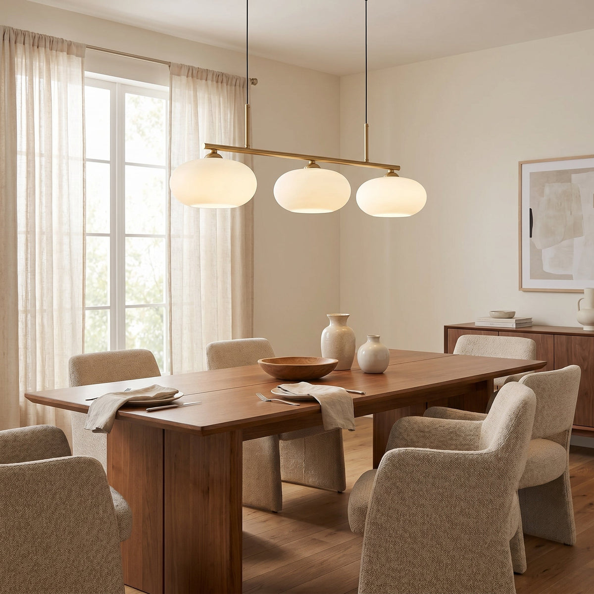 3-Light Geometric Pendant Lamp Industrial Metal & Glass Chandelier for Kitchen Island Dining Room Living Room Adjustable Height Modern