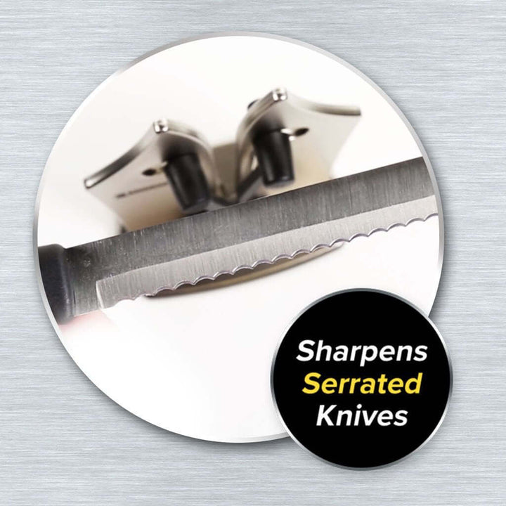 Handheld Blade Honer with Carbide Edges for Smooth & Serrated Cutlery | Anti-Slip Grip for Home Cooks | Compact Kitchen Tool