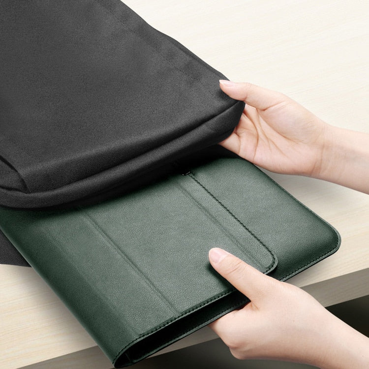 Convertible Notebook Case with Adjustable Angle Riser 11-16 Inch Slim Carrying Pouch Workspace Organizer for Remote Workers Students