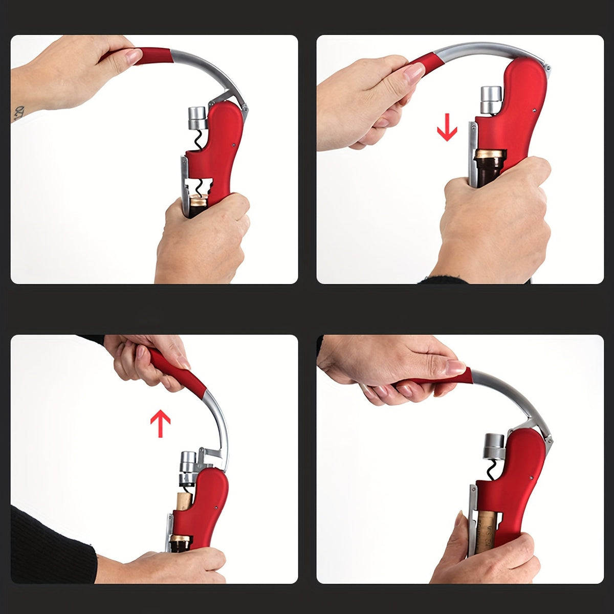 Lever-Action Wine Opener – Professional Corkscrew for Easy Bottle Opening at Home or in Restaurants