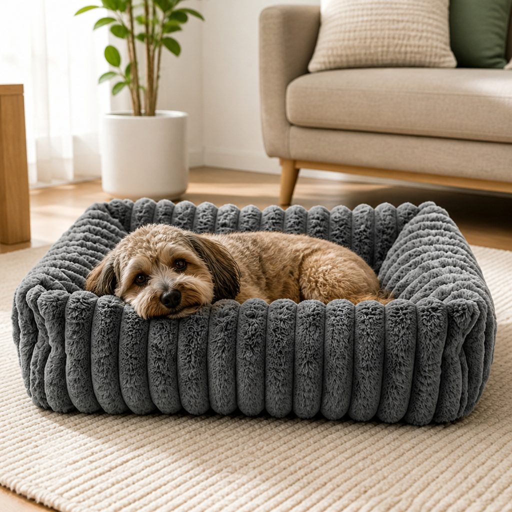 Ortekor Neck-Supporting Extra-Soft Corduroy Bolster Bed (Removable Cover)