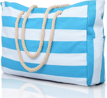 Large Mesh Carryall Bag with Zippered Closure for Pool Days and Coastal Getaways – Holds Towels, Sunscreen & Gear for Travel, Gym, Yoga, Pic