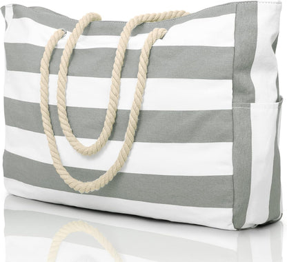 Large Mesh Carryall Bag with Zippered Closure for Pool Days and Coastal Getaways – Holds Towels, Sunscreen & Gear for Travel, Gym, Yoga, Pic