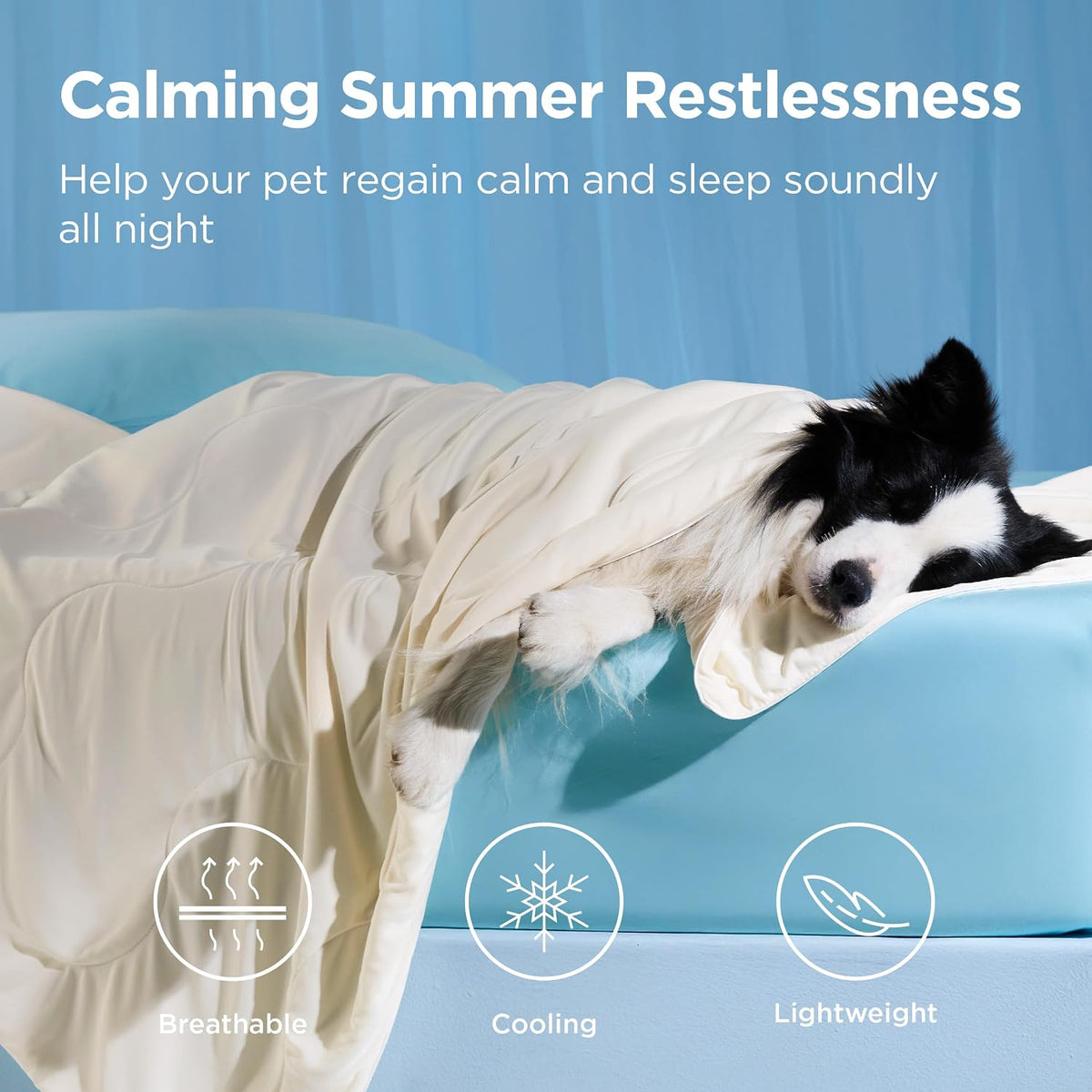 Cozy Paws | Cooling Blanket for Large Dogs with Breathable Air-Core Fill | Lightweight & Washable Dog Mat for Summer Comfort