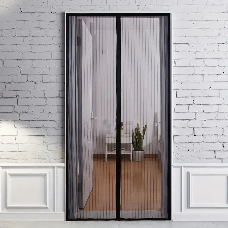Magnetic Mesh Screen Door Self-Closing Hands-Free Entry Insect Protection Summer Ventilation Black White 31-47 in Patio Balcony RV Home