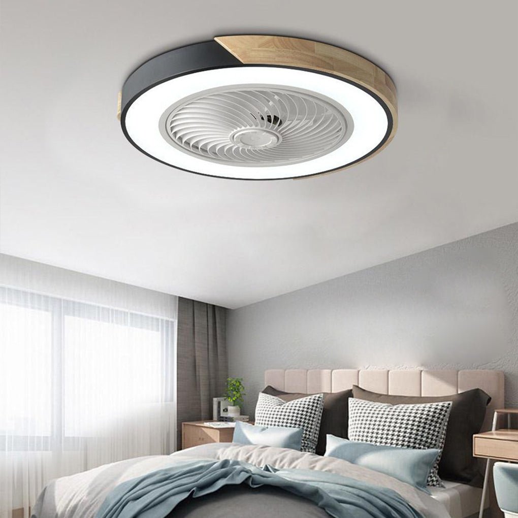 Enclosed LED Ceiling Fan with Light – 6-Speed Remote Control Fan for Bedroom, Living Room & Kids' Rooms