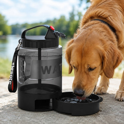 Ortekor 2.2L Portable Dog Travel Water Bottle with Pull-Out Bowl - Fewer Refills for Hiking, Camping & Road Trips