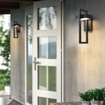 Outdoor Wall Sconce Dual-Beam Light Fixture Black Stainless Steel Weatherproof IP65 Up Down Accent Lighting for Patio Garden Entryway
