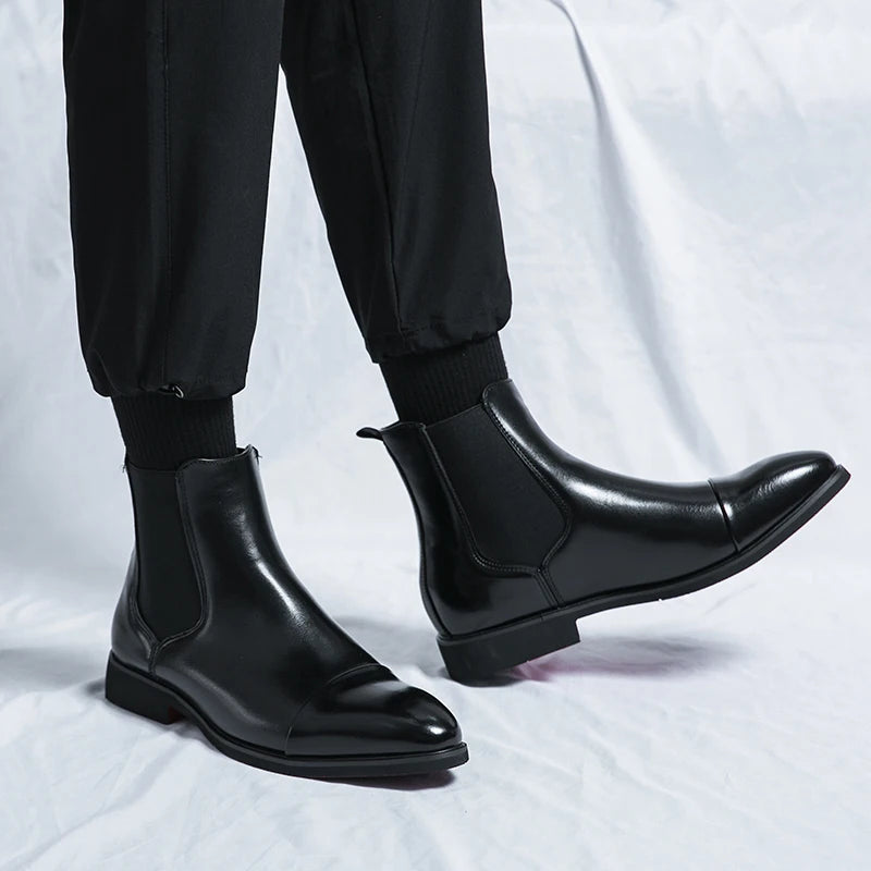 Ankle Chelsea Boots for Men – Elastic Side Panel & Reinforced Toecap – Dress & Everyday Wear