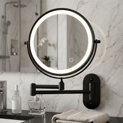 Cordless Lighted Vanity Mirror with Adjustable Magnification & 3-Tone LED Illumination for Beauty Routine & Grooming