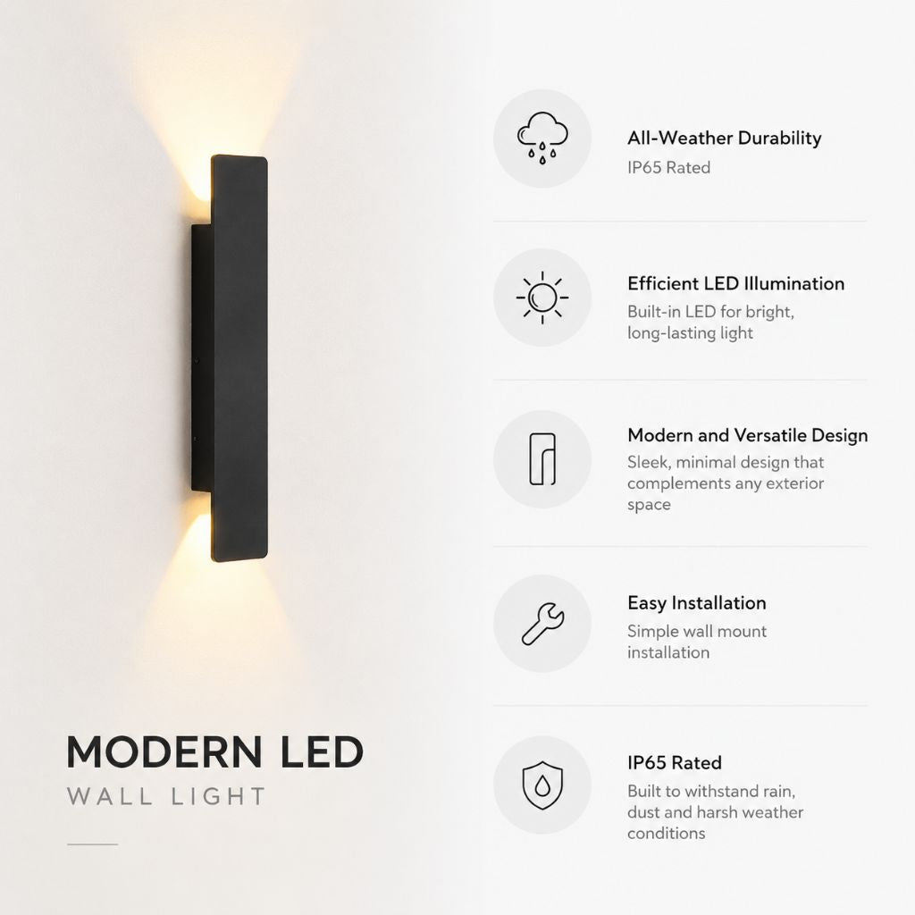 Outdoor LED Wall Sconce Aluminum Waterproof Fixture for Garden Patio Entryway Exterior House Lighting 6W 18W 24W