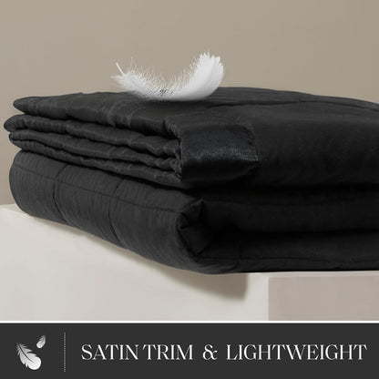 Windom Collection | Down Alternative Blanket with Moisture-Wicking Treatment | Lightweight & Soft Bed Cover for All Seasons, Satin Trim