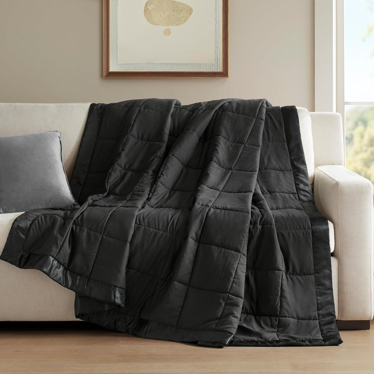 Windom Collection | Down Alternative Blanket with Moisture-Wicking Treatment | Lightweight & Soft Bed Cover for All Seasons, Satin Trim
