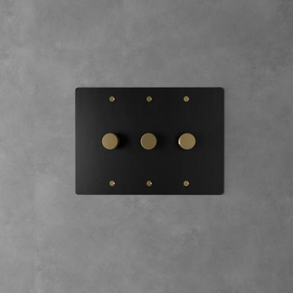 Rotary Light Dimmer Switch with Brass Knob for Stepless Brightness Adjustment in Living Room Bedroom Hallway Contemporary Wall-Mounted Panel