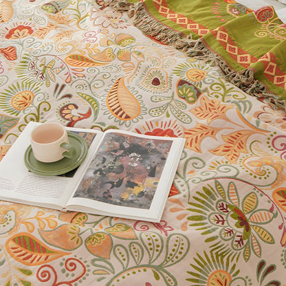 LeafHaven – Boho Reversible Cotton Blanket