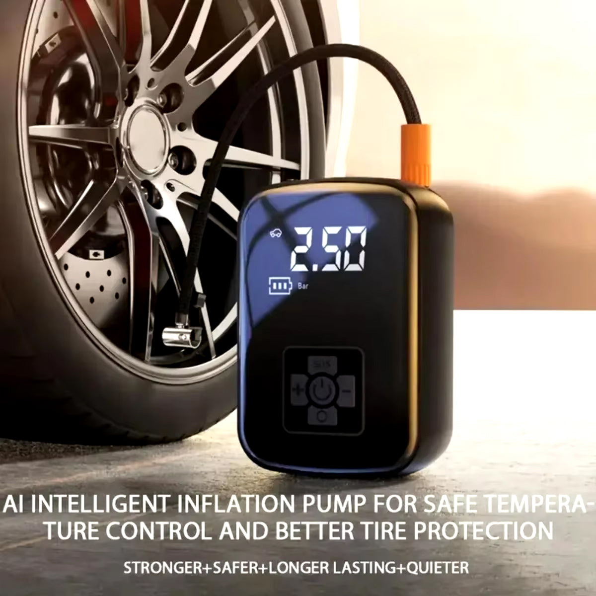 Portable Battery Air Compressor with Auto Shutoff & LED Light for Cars, Bikes, Sports Equipment