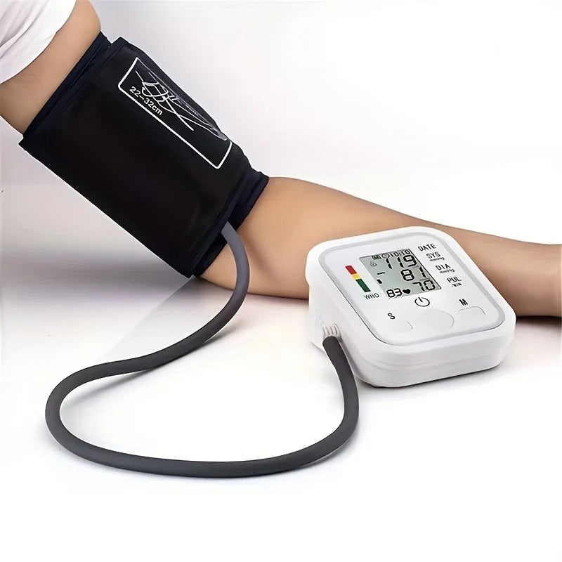 Upper Arm Blood Pressure Cuff Monitor with LCD Display – Dual User Memory, 99 Readings Per Profile, Auto Inflate Measuring Machine for