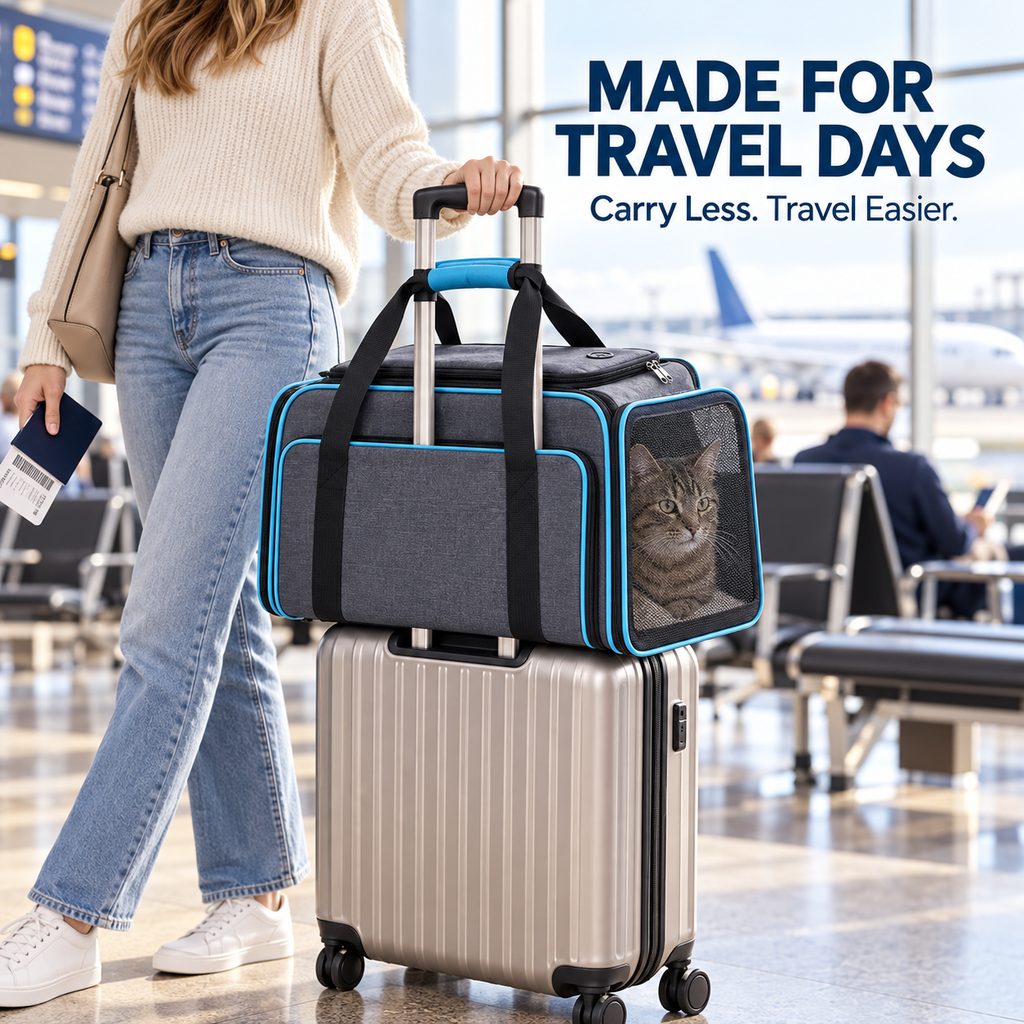 Ortekor Dual-Sided Expandable Pet Carrier for Cats & Small Dogs - More Room for Road Trips, Vet Visits & Travel