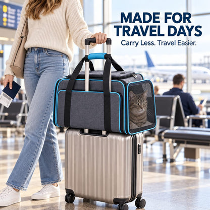 Ortekor Dual-Sided Expandable Pet Carrier for Cats & Small Dogs - More Room for Road Trips, Vet Visits & Travel