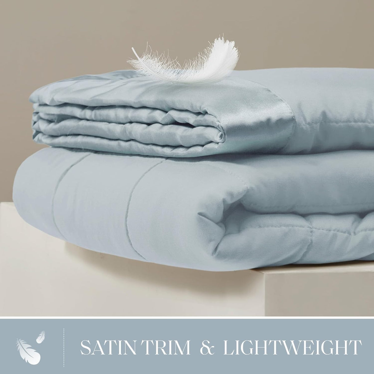 Windom Collection | Down Alternative Blanket with Moisture-Wicking Treatment | Lightweight & Soft Bed Cover for All Seasons, Satin Trim