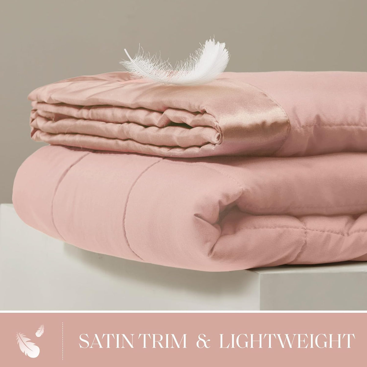 Windom Collection | Down Alternative Blanket with Moisture-Wicking Treatment | Lightweight & Soft Bed Cover for All Seasons, Satin Trim