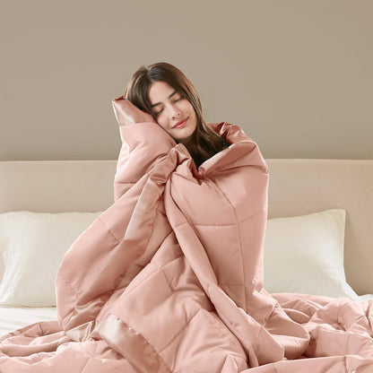 Windom Collection | Down Alternative Blanket with Moisture-Wicking Treatment | Lightweight & Soft Bed Cover for All Seasons, Satin Trim