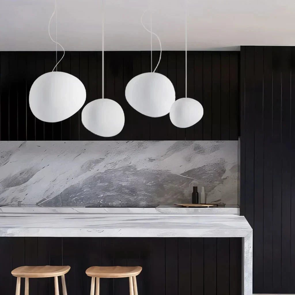 Organic Frosted Glass Flush Mount Ceiling Light White 18.5 in for Bedroom Living Room Dining Room Hallway Scandinavian Modern Ambient Lighti