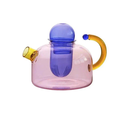 Heat-Resistant Glass Infuser Set 14 oz Amber Loose Leaf Brewing Pot Matching Cups Filter Kitchen Counter Drinkware Herbal Blend Station Orga