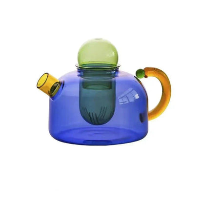 Heat-Resistant Glass Infuser Set 14 oz Amber Loose Leaf Brewing Pot Matching Cups Filter Kitchen Counter Drinkware Herbal Blend Station Orga