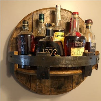 Reclaimed Wood Liquor Display Shelf Wall-Mounted Spirits Organizer for Home Bar Man Cave Kitchen Den