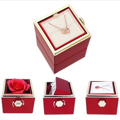 Interlocking Double Heart Pendant Titanium Steel Chain Necklace for Women Anniversary Valentines Day Jewelry Gift with Optional Spinning