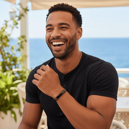 Men's Hematite Stone Bead Bracelet for Grounding & Balance | Polished Natural Gemstone Wrist Jewelry | Elastic Fit Wellness Accessory