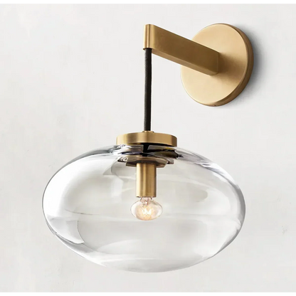 Amber Glass Sconce Light Fixture Copper Finish 10.6 inch for Bedroom Hallway Living Room Modern Wall Mount Accent Lighting