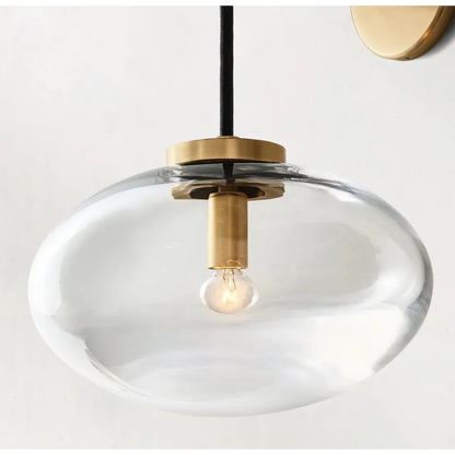 Amber Glass Sconce Light Fixture Copper Finish 10.6 inch for Bedroom Hallway Living Room Modern Wall Mount Accent Lighting