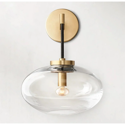 Amber Glass Sconce Light Fixture Copper Finish 10.6 inch for Bedroom Hallway Living Room Modern Wall Mount Accent Lighting