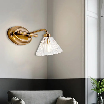 LED Vanity Light Fixture Brass Metal Cone Shade for Bathroom Mirror 1 2 3 4 Light Wall Mount Sconce Traditional Colonial Design Powder Room