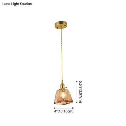 Tan Glass Shade Hanging Light Fixture Single-Bulb Ceiling Drop Lamp with Adjustable Chain for Dining Room Kitchen Island Bedroom
