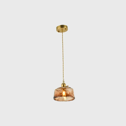 Tan Glass Shade Hanging Light Fixture Single-Bulb Ceiling Drop Lamp with Adjustable Chain for Dining Room Kitchen Island Bedroom