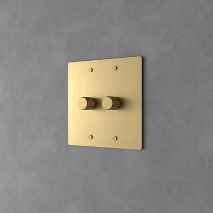 Rotary Light Dimmer Switch with Brass Knob for Stepless Brightness Adjustment in Living Room Bedroom Hallway Contemporary Wall-Mounted Panel