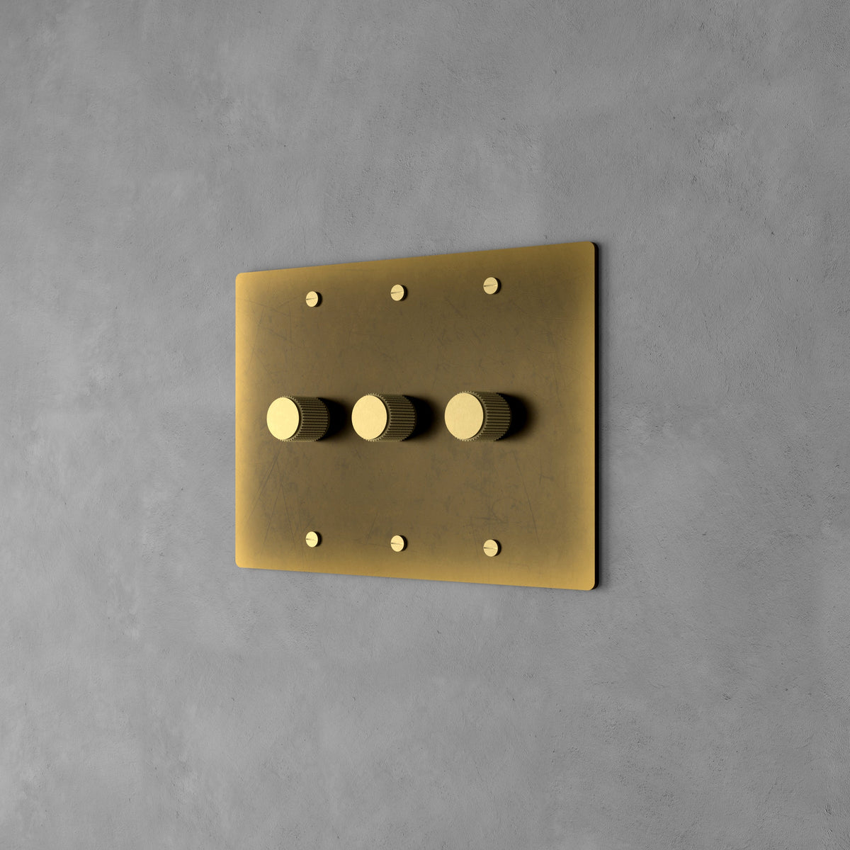 Rotary Light Dimmer Switch with Brass Knob for Stepless Brightness Adjustment in Living Room Bedroom Hallway Contemporary Wall-Mounted Panel